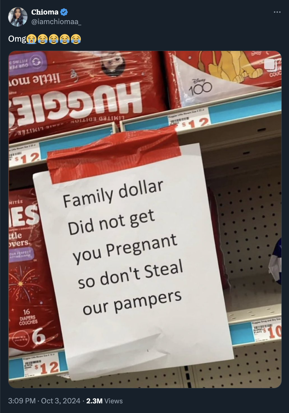 family dollar memes - Omg Chioma ou an!! Figs Galinit Es itle vers Daper Family dollar Did not get you Pregnant so don't Steal our pampers 12 2.3M Views 100 $12 10